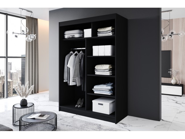 Szafa przesuwna Prim III czarny/biały mat 150 cm