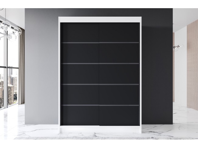 Szafa przesuwna Prim IV biały/czarny mat 150 cm