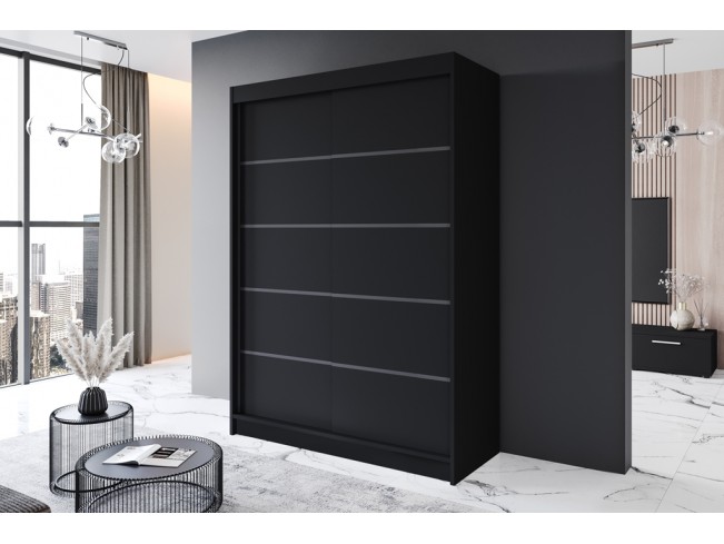 Szafa przesuwna Prim IV czarny mat 150 cm
