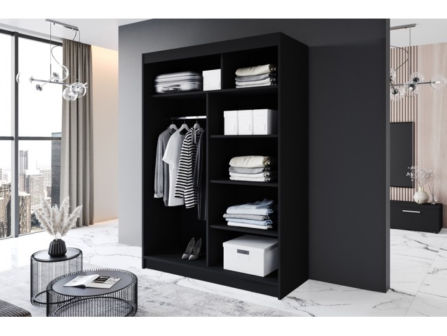 Szafa przesuwna Prim IV czarny mat 150 cm