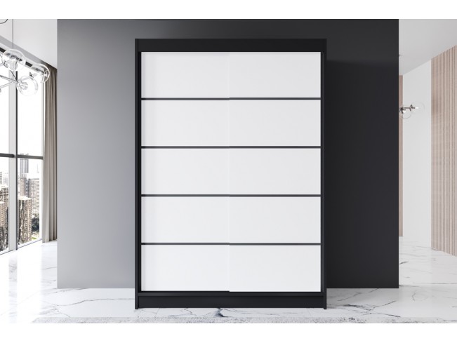 Szafa przesuwna Prim IV czarny/biały mat 150 cm