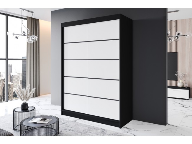 Szafa przesuwna Prim IV czarny/biały mat 150 cm