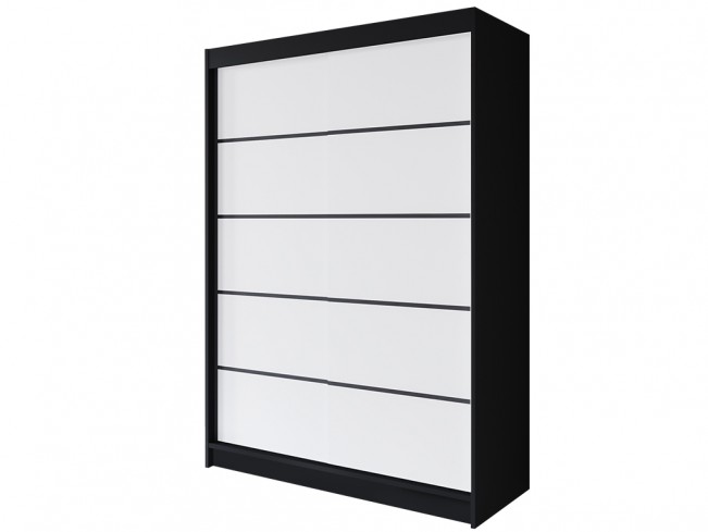 Szafa przesuwna Prim IV 150 czarny/biały mat - widok ogólny