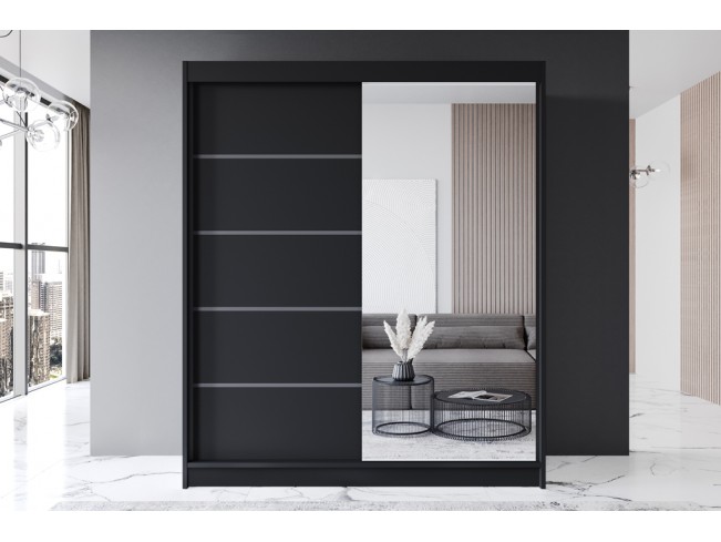 Szafa przesuwna Prim III czarny mat 180 cm