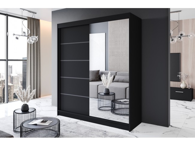 Szafa przesuwna Prim III czarny mat 180 cm