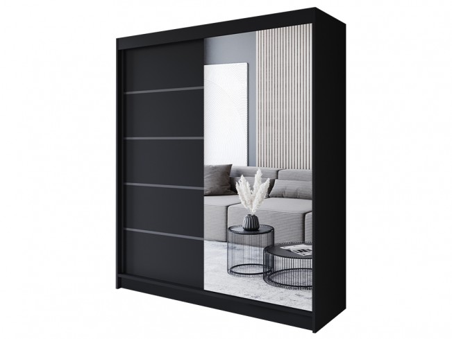 Szafa przesuwna Prim III 180 czarny mat - widok z przodu