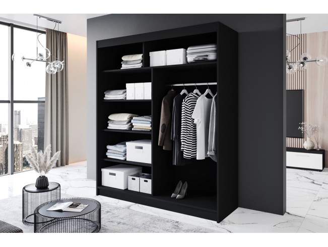 Szafa przesuwna Prim III czarny/biały mat 180 cm