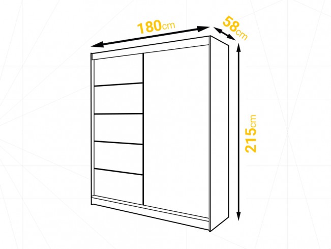Szafa przesuwna Prim IV biały mat 180 cm