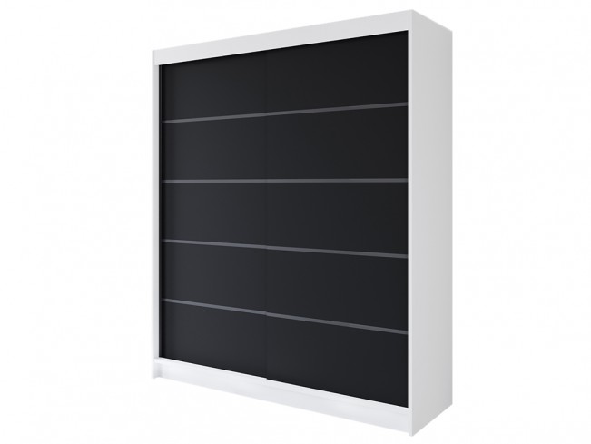 Szafa przesuwna Prim IV 180 biały/czarny mat - widok z przodu