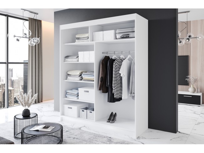 Szafa przesuwna Prim IV biały/czarny mat 180 cm