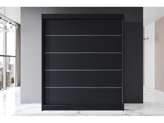 Szafa przesuwna Prim IV czarny mat 180 cm