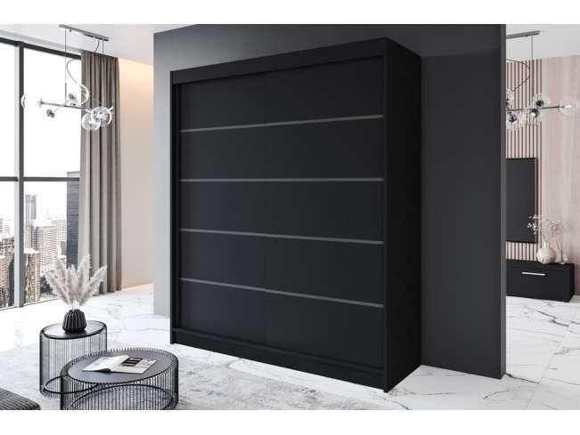 Szafa przesuwna Prim IV czarny mat 180 cm