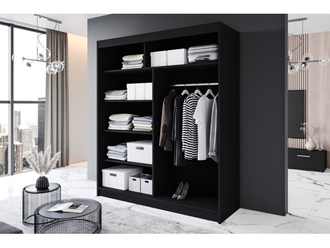 Szafa przesuwna Prim IV czarny mat 180 cm