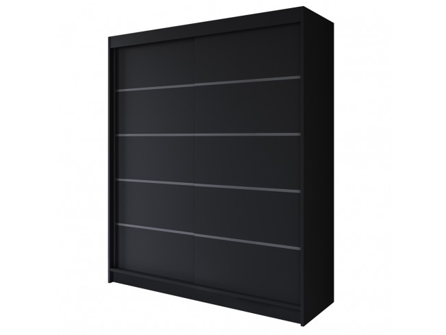 Szafa przesuwna Prim IV 180 czarny mat - widok z przodu