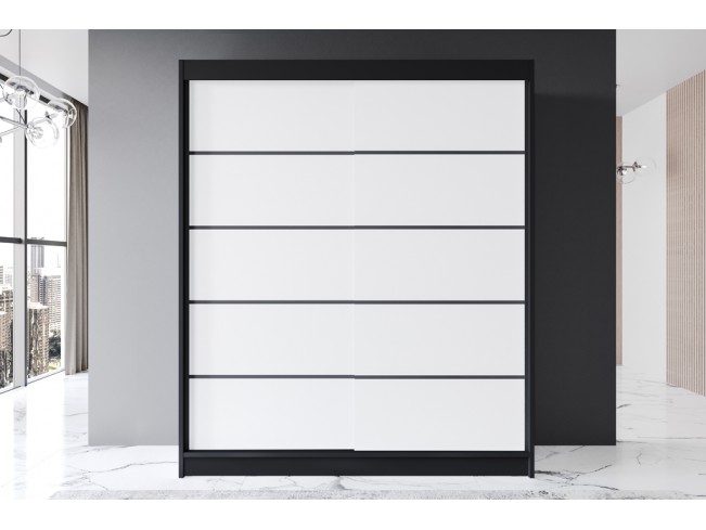 Szafa przesuwna Prim IV czarny/biały mat 180 cm