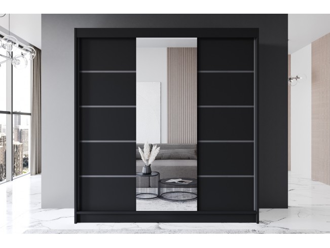 Szafa przesuwna Rimi VI czarny mat 200 cm