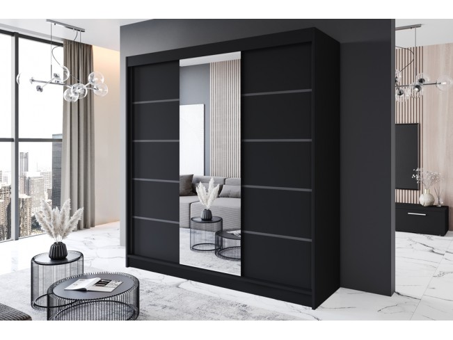 Szafa przesuwna Rimi VI czarny mat 200 cm