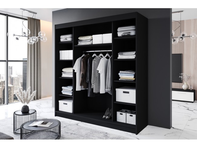 Szafa przesuwna Rimi VI czarny/biały mat 200 cm