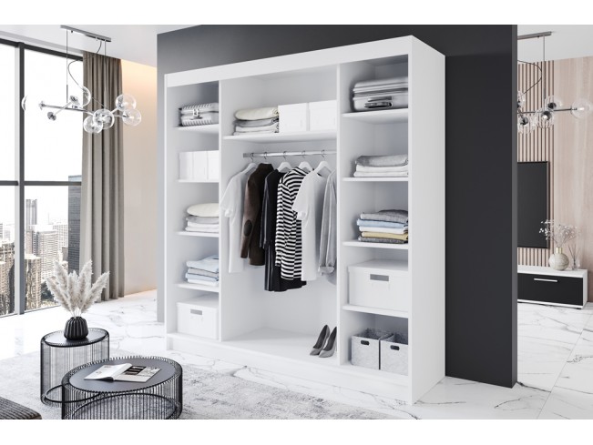 Szafa przesuwna Rimi VII biały/czarny mat 200 cm