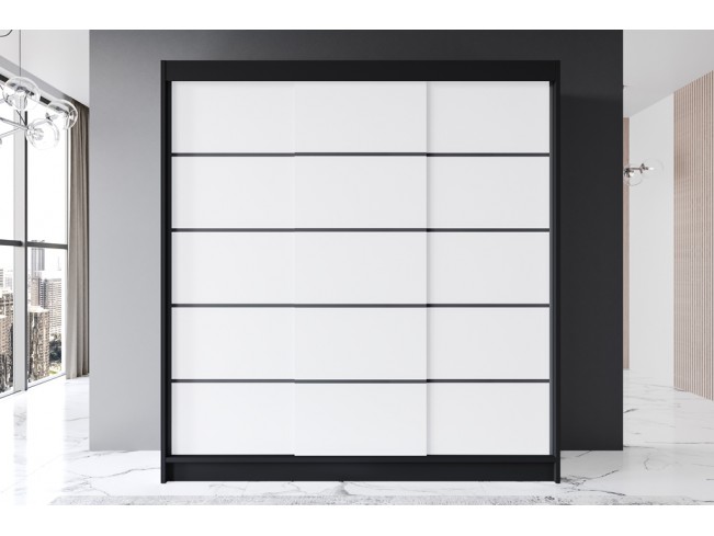 Szafa przesuwna Rimi VII czarny/biały mat 200 cm