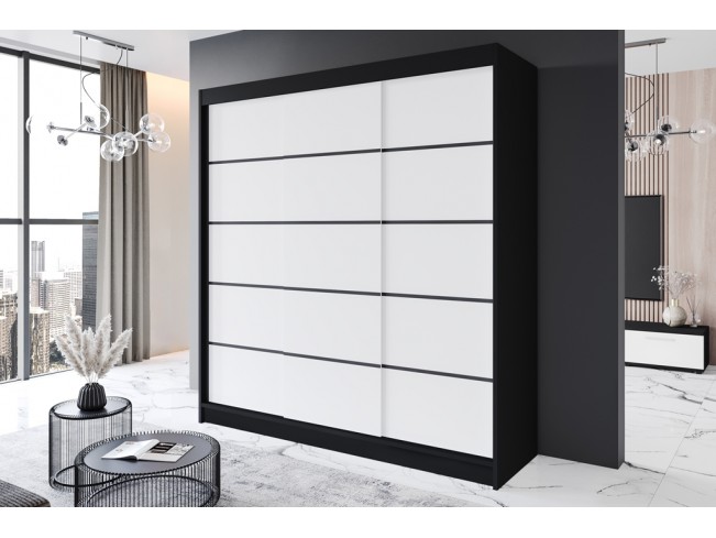 Szafa przesuwna Rimi VII czarny/biały mat 200 cm