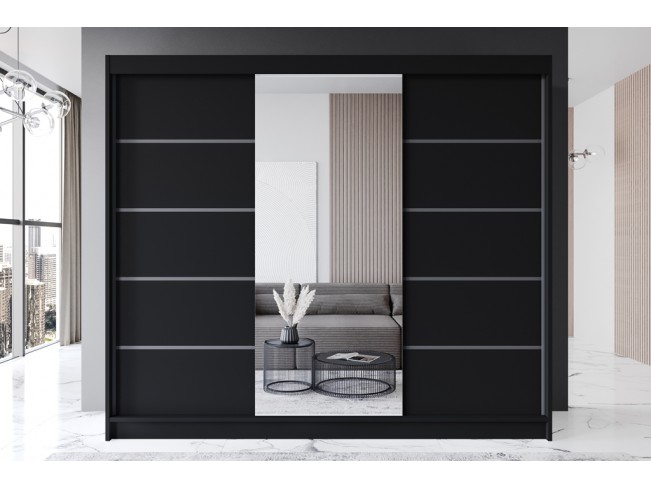 Szafa przesuwna Rimi VI czarny mat 250 cm