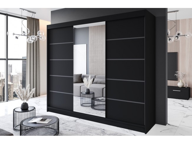 Szafa przesuwna Rimi VI czarny mat 250 cm