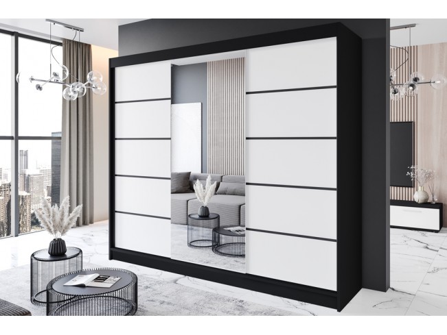 Szafa przesuwna Rimi VI czarny/biały mat 250 cm