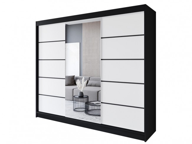 Szafa Rimi VI 250 czarny/biały mat -widok ogólny