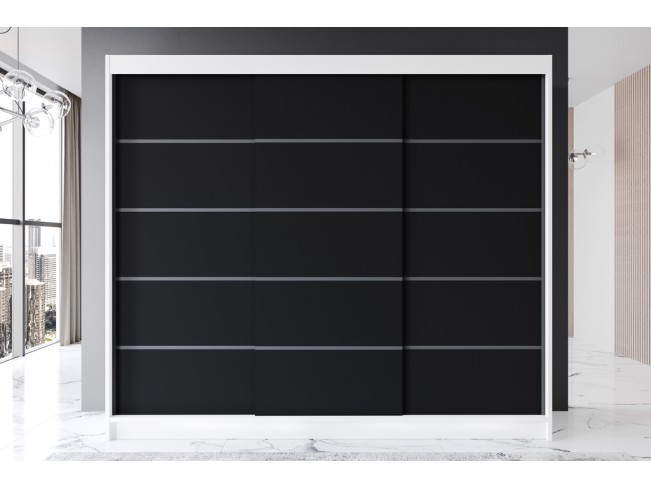 Szafa przesuwna Rimi VII biały/czarny mat 250 cm