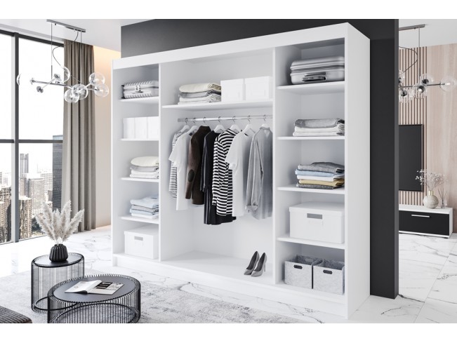 Szafa przesuwna Rimi VII biały/czarny mat 250 cm