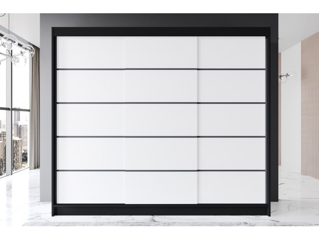 Szafa przesuwna Rimi VII czarny/biały mat 250 cm