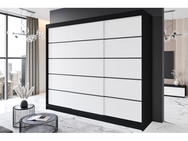 Szafa przesuwna Rimi VII czarny/biały mat 250 cm