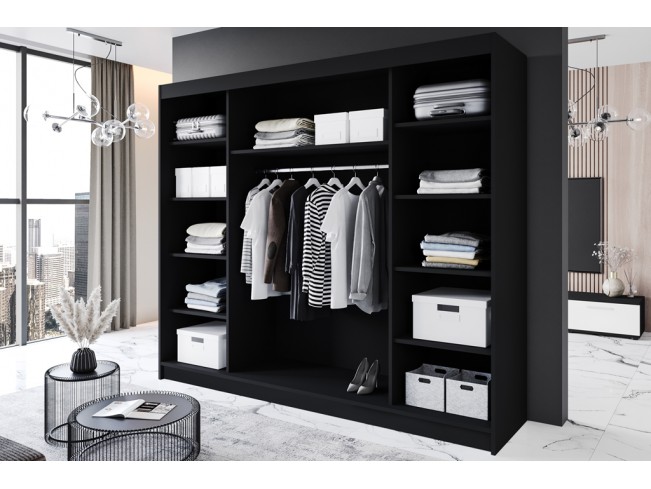 Szafa przesuwna Rimi VII czarny/biały mat 250 cm