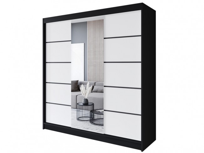 Szafa Rimi VI 200 czarny/biały mat - widok ogólny