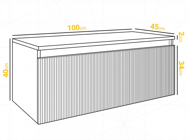 Szafka łazienkowa Wota czarny mat/dąb wotan 100 cm wisząca
