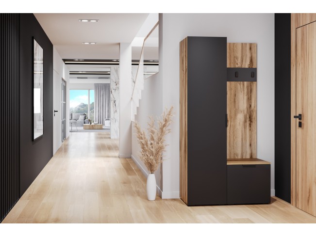 Szafa garderoba Lomi 1 czarny/dąb wotan