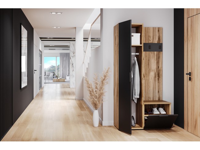 Szafa garderoba Lomi 1 czarny/dąb wotan