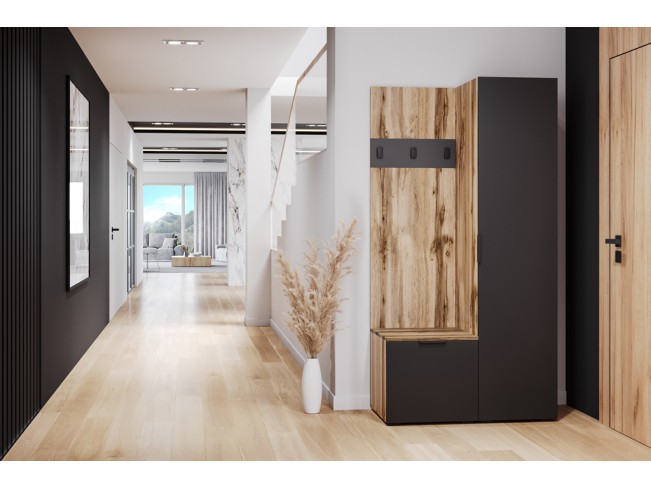 Szafa garderoba Lomi 1 czarny/dąb wotan