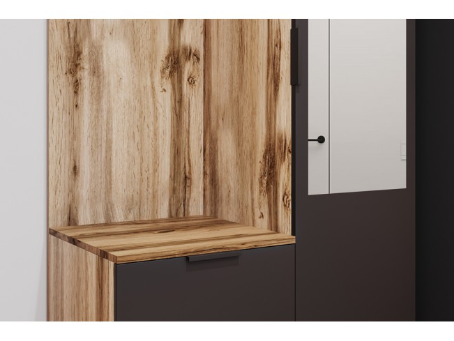 Szafa garderoba Lomi 1 z lustrem czarny/dąb wotan