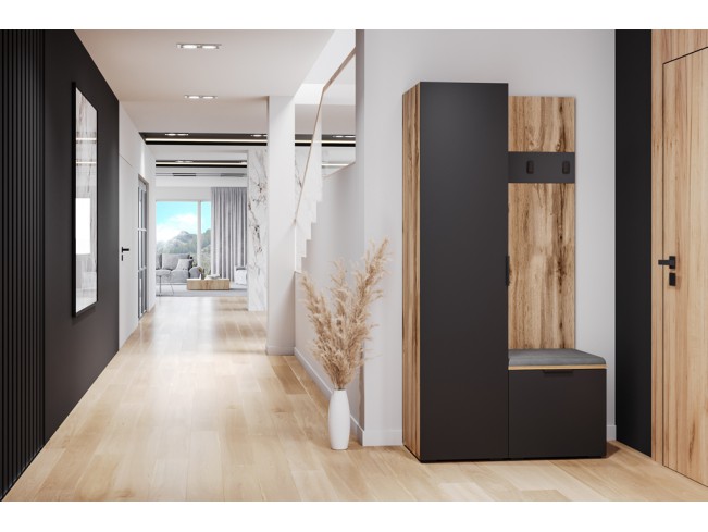 Szafa garderoba Lomi 2 czarny/dąb wotan