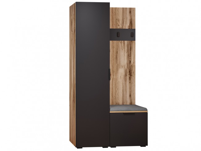 Szafa garderoba Lomi 2 czarny/dąb wotan - widok ogólny