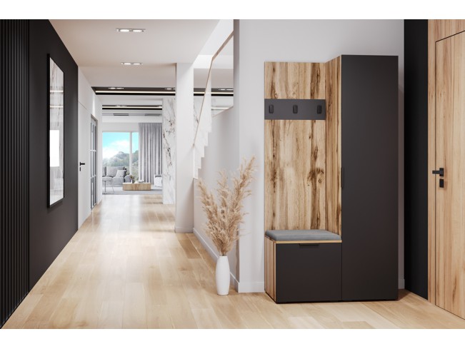 Szafa garderoba Lomi 2 czarny/dąb wotan