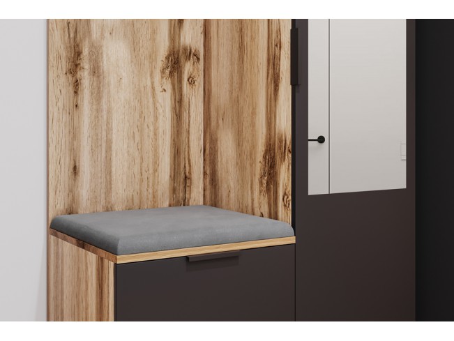 Szafa garderoba Lomi 2 z lustrem czarny/dąb wotan