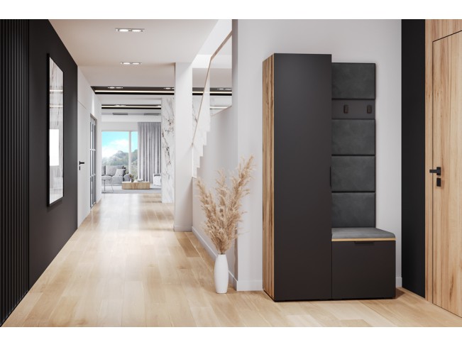 Szafa garderoba Lomi 3 czarny/dąb wotan