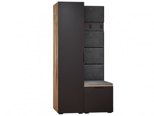 Szafa garderoba Lomi 3 czarny/dąb wotan - widok ogólny