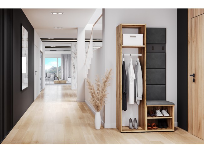 Szafa garderoba Lomi 3 czarny/dąb wotan