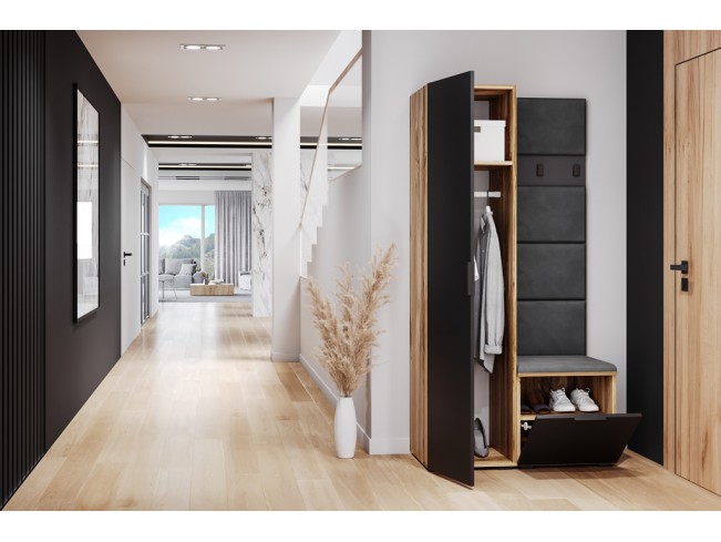 Szafa garderoba Lomi 3 czarny/dąb wotan