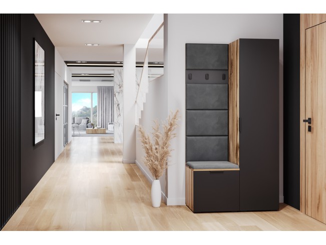 Szafa garderoba Lomi 3 czarny/dąb wotan