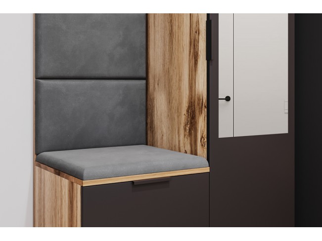 Szafa garderoba Lomi 3 z lustrem czarny/dąb wotan